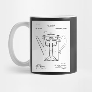 Coffee Percolator Patent - Coffee Lover Kitchen Decor Art - White Mug